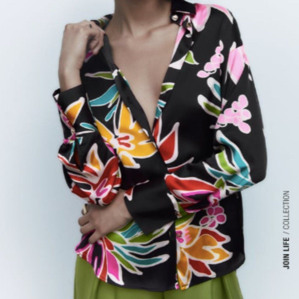 ZARA Oversized Floral Print Shirt - Like New size medium
